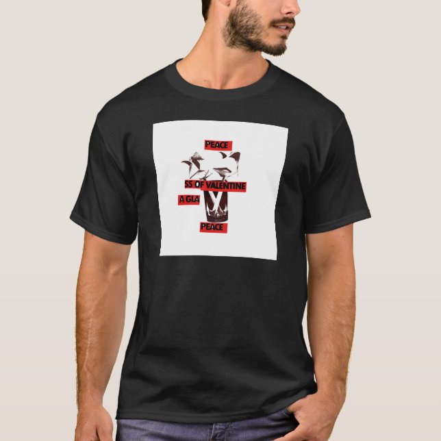 Teilen Sie die Liebe mit einem Glas valentiner Pea T-Shirt (Vorderseite)