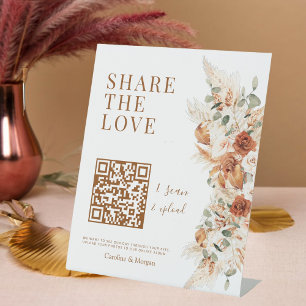 Teilen Sie die Liebe QR Code Elegante Kalligrafie Sockelschild