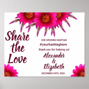 Teilen Sie die Liebe Social Media Hochzeit Lila Ze Poster