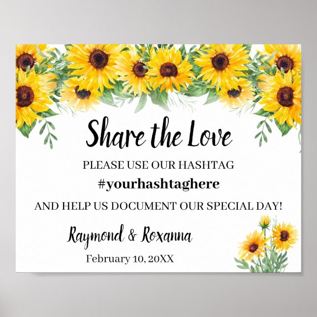 Teilen Sie die Liebe Social Media Hochzeit Sonnenb Poster (Vorne)