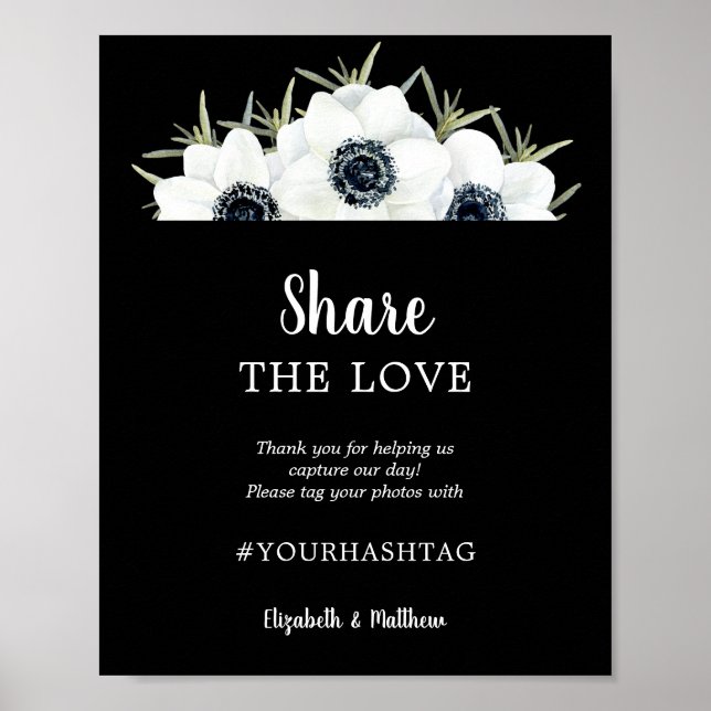 Teilen Sie die Liebe Wedding Hashtag Poster (Vorne)