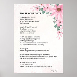 Teilen Sie Ihre Geschenke Inspiration Empowerment  Poster