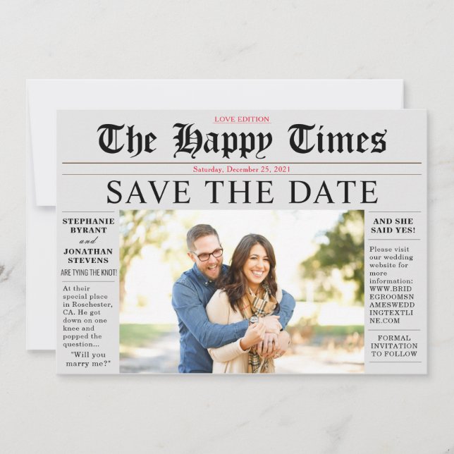 Teilen Sie Ihre Neuigkeiten Save the Date mit Gray Einladung (Vorderseite)