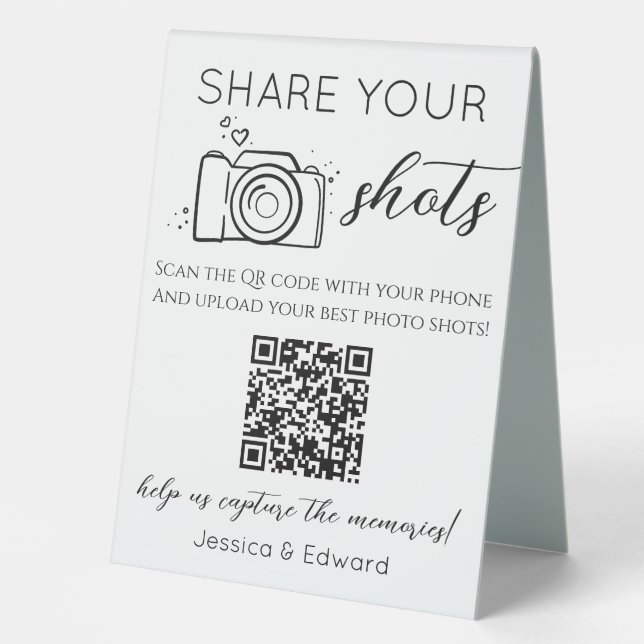 Teilen Sie Ihren Shots unvergessliche QR Code Blac Tischaufsteller (Vorderseite)