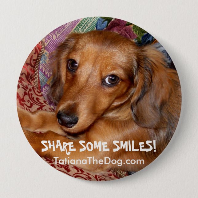 "Teilen Sie irgendein Lächeln-" Knopf ~ durch Button (Vorderseite)