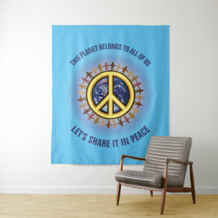 Teilen wir diesen Planeten in Frieden ☮ Wandteppich