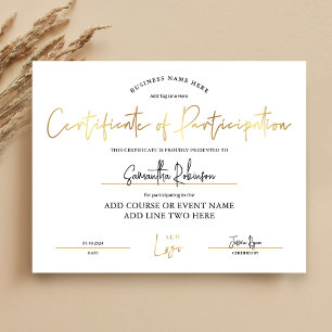 Teilnahmezertifikat Gold Business Award