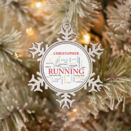 Teilnehmer mit Personalisierten Worten Schneeflocken Zinn-Ornament