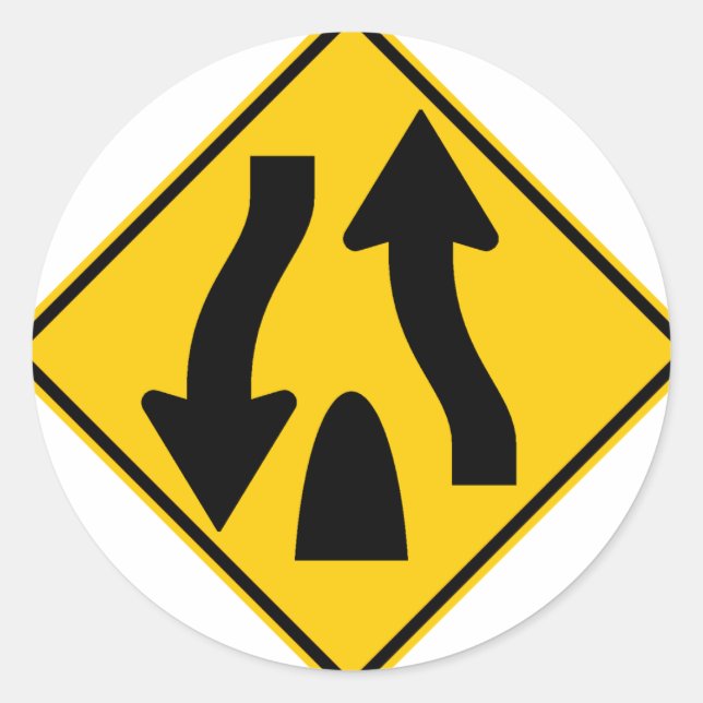 Teilte Autobahn endet Autobahnsignatur Runder Aufkleber (Vorderseite)