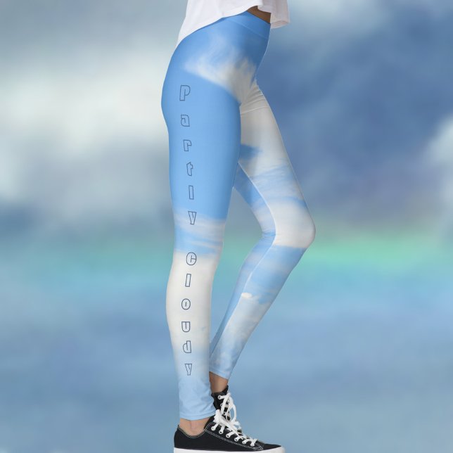 Teilweise wolkig Blue Sky Chic Blue und White Leggings (Von Creator hochgeladen)