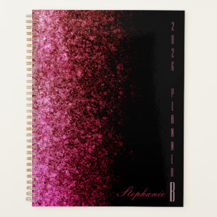 Teilweiser rosa Glittergradient und schwarzes Chic Planer