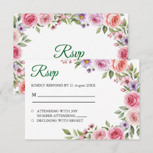 Teintes de Simple Violet Floral Mariage RSVP