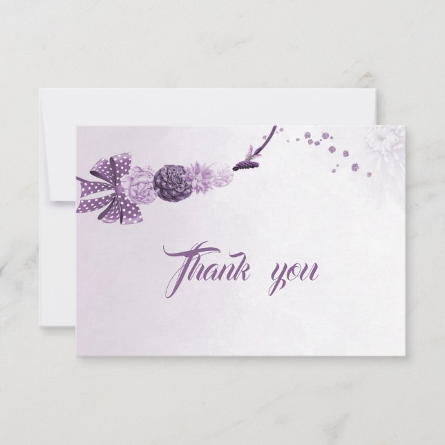 teintes violettes fleurs & arc carte de remercieme (Devant)