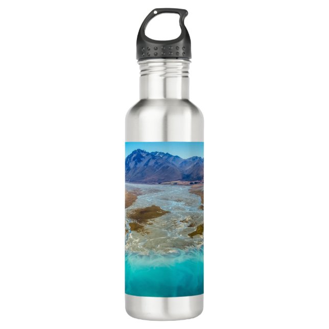 Tekapo-See und Südalpen, Neuseeland Edelstahlflasche (Vorderseite)