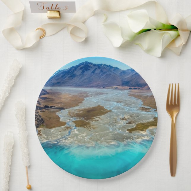 Tekapo-See und Südalpen, Neuseeland Pappteller (Hochzeit)