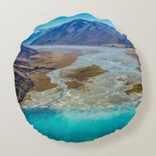 Tekapo-See und Südalpen, Neuseeland Rundes Kissen