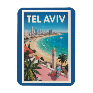 Tel Aviv Israel Illustration Reise Kunst Vintage Magnet