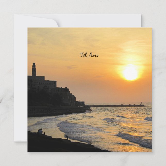 Tel Aviv, Israel - Sonnenuntergang Karte (Vorderseite)