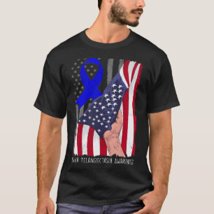 Telangiectasia Awareness American Flag Blue Ribbon T-Shirt