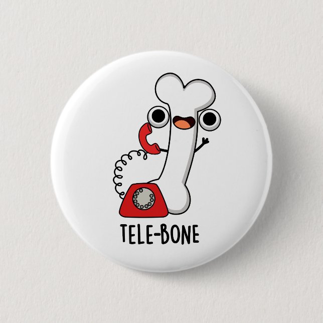 Tele-Bone Funny Bone Telefone Pun Button (Vorderseite)