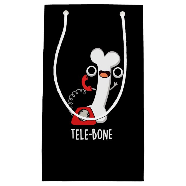 Telebone Funny Bone Telefone Pun Dark BG Kleine Geschenktüte (Vorderseite)
