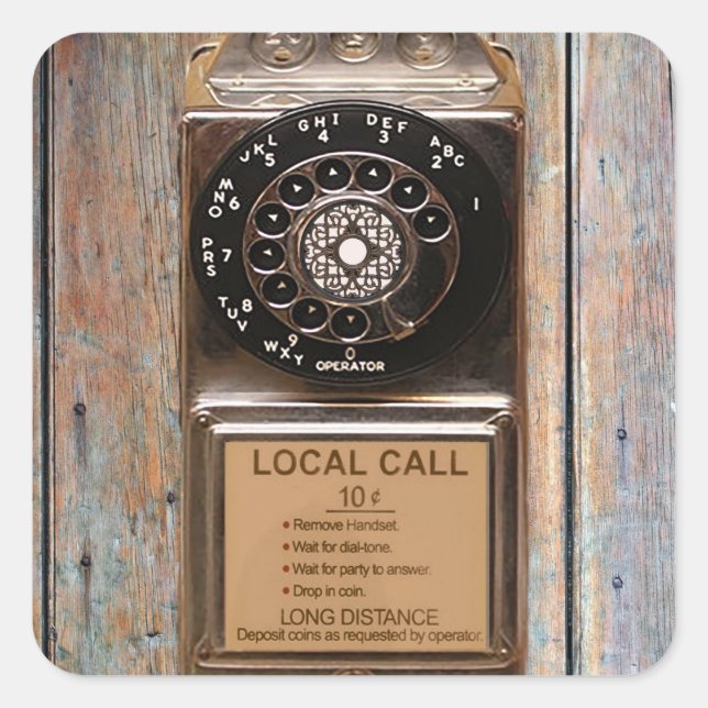 Telefon Antiquitätentelefon robuste Quadratischer Aufkleber (Vorderseite)