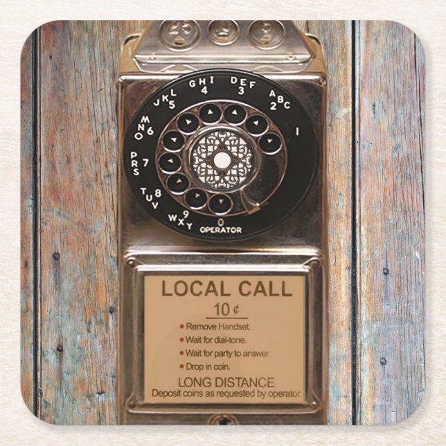 Telefon Antiquitätentelefon robuste Rechteckiger Pappuntersetzer (Vorderseite)