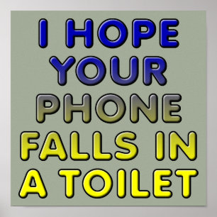 Telefon im Toiletten-lustigen Plakat-Zeichen Poster