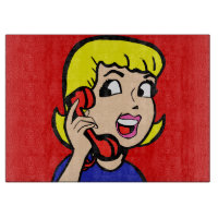 Telefon-Mädchen-Comic-Streifen-Ausschnitt-Brett