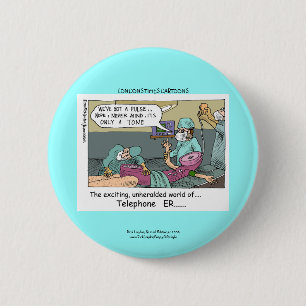Telefoncode Blue Cartoon Funny Novelty Button