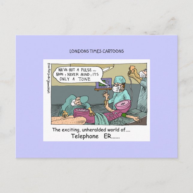 Telefoncode Blue Cartoon Funny Postcard Postkarte (Vorderseite)