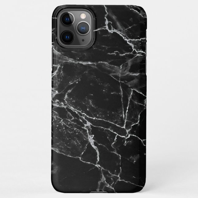 Telefongehäuse aus schwarzem Marmor iPhone Hülle (Rückseite)