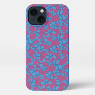 Telefongehäuse in Tropenblau und Rosa der Blume iPhone Hülle