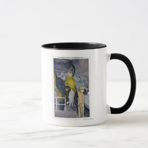Telefonieren am Leiter des Untergrunds Lake Tasse