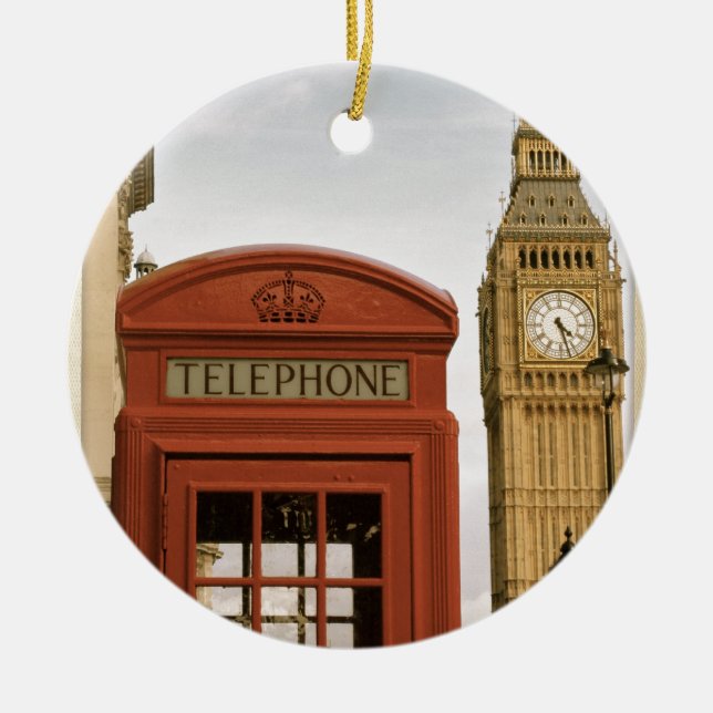 Telefonkabine und Turm des Big Ben Keramikornament (Vorne)