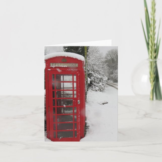 Telefonkasten im Schnee - leere Karte (Vorderseite)
