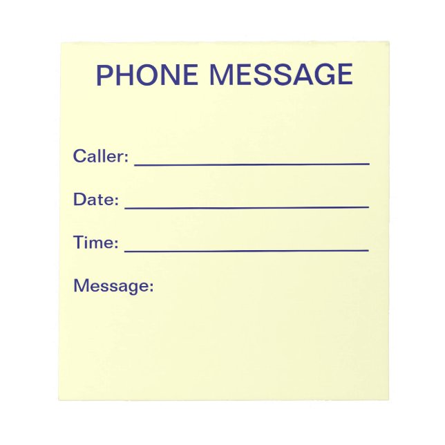 Telefonmeldungsmerkmal Notizblock (Vorderseite)