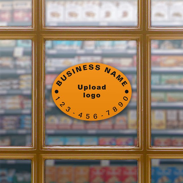 Telefonnummer des Unternehmens für Orange Large Ov Aufkleber (Your business name, logo and phone number on orange color large oval shape vinyl sticker.)