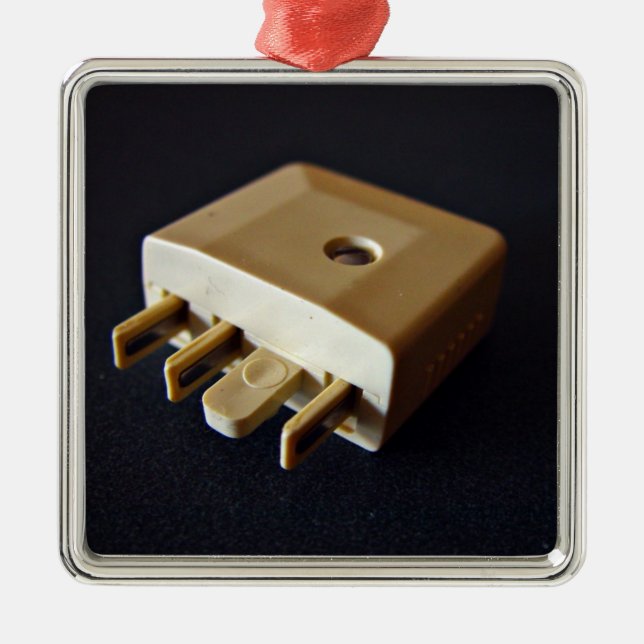 Telefonstecker zum Standard-Adapter RJ-11 Silbernes Ornament (Vorne)