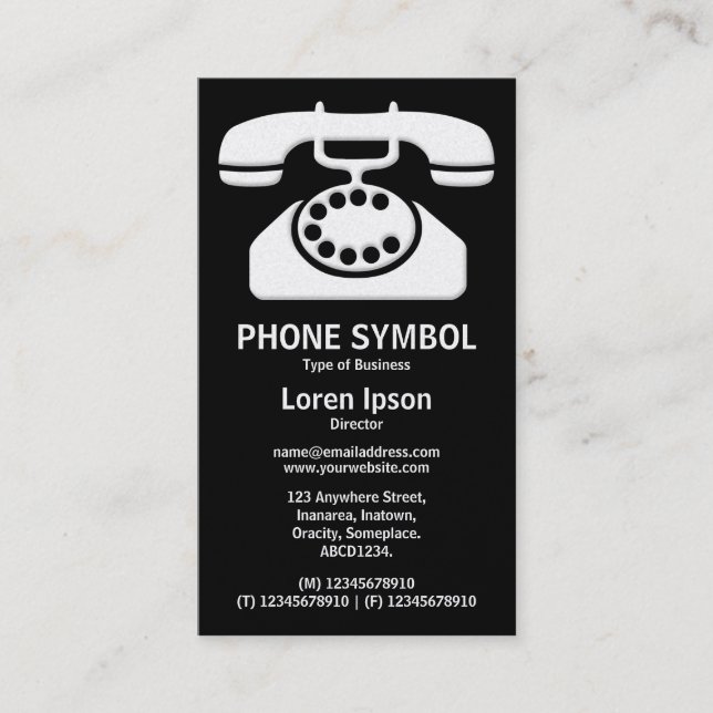 Telefonsymbol II - Schwarz (Goldkarte) Visitenkarte (Vorderseite)
