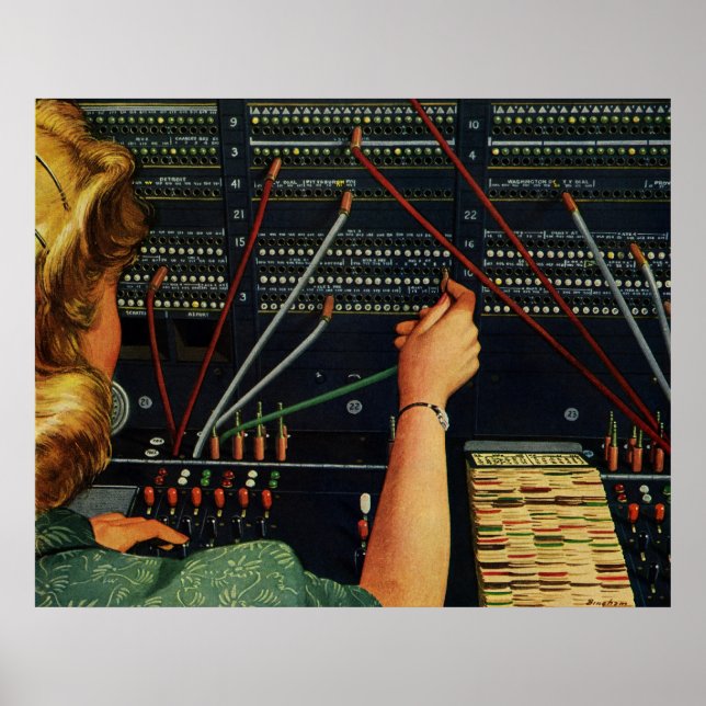Telefonvermittler, Vintages Unternehmen Poster (Vorne)