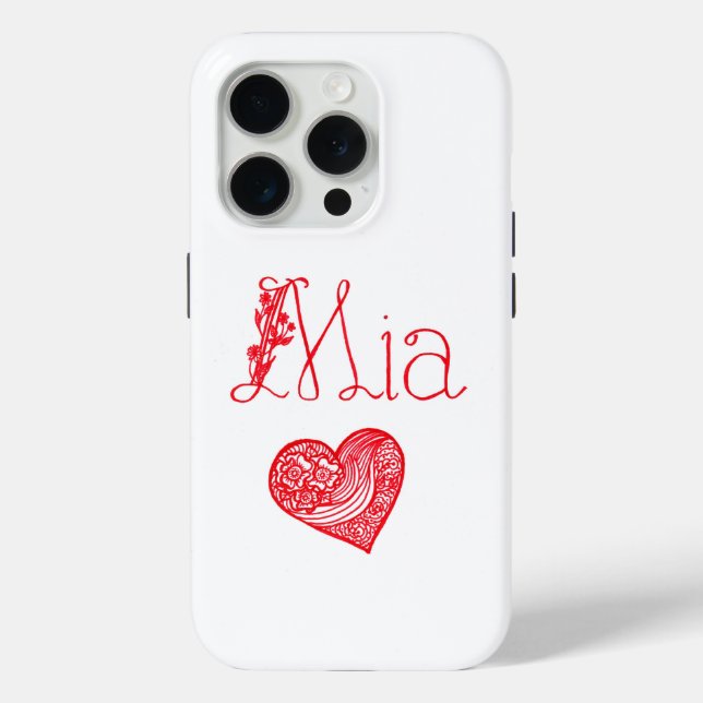 Telefonzelle mit Herz und Mia-Namen Case-Mate iPhone Hülle (Rückseite)
