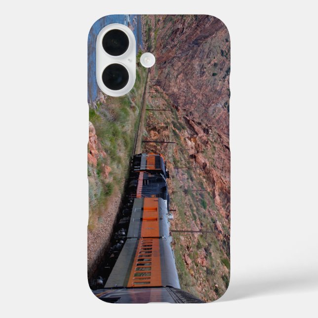 Telefonzelle mit Zug iPhone 16 Hülle (Rückseite)