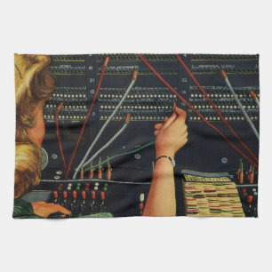 Telefonzentrale-Operator, Vintage-Geschäft Geschirrtuch