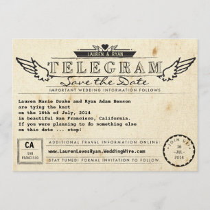 Telegram Vintage Reise Foto Karte Save the Date