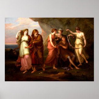Telemachus und die Nymphen der Kalypso Poster