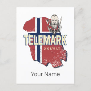 Telemark Norwegen Province Map Vintag Souvenir Feiertagspostkarte