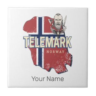 Telemark Norwegen Province Map Vintag Souvenir Fliese