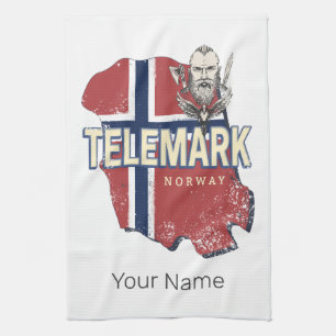 Telemark Norwegen Provinz Karte Vintage Souvenir Geschirrtuch