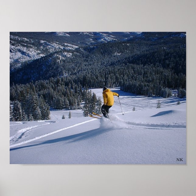 Telemark Skiier nimmt Flug Poster (Vorne)